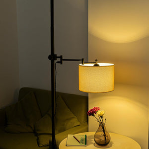 Mounted On Support Rod Indirect Lighting Plug in Cord Angle-Adjusted Burlap Shade Stand Light