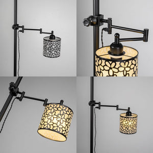 Mounted On Support Rod Indirect Light Plug in Cord Angle-Adjusted Flowers Pattern Shade Stand Light