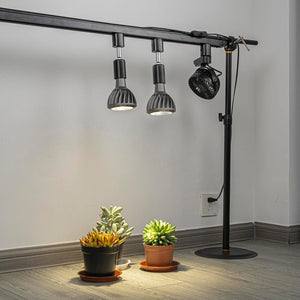 2 Track Lights No Bulb, 2 Track Mini Fans Black Plant Growing Kit For House Plants Air Circulation