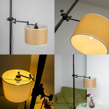 Load image into Gallery viewer, Mounted On Support Rod Indirect Lighting Plug in Cord Angle-Adjusted Burlap Shade Stand Light