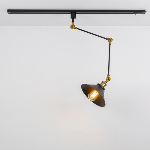 Adjustable Angle Direction Track Lamp E26 Base Vintage Copper With Black Cone Shade Clashing Colors Metal Tracking Light