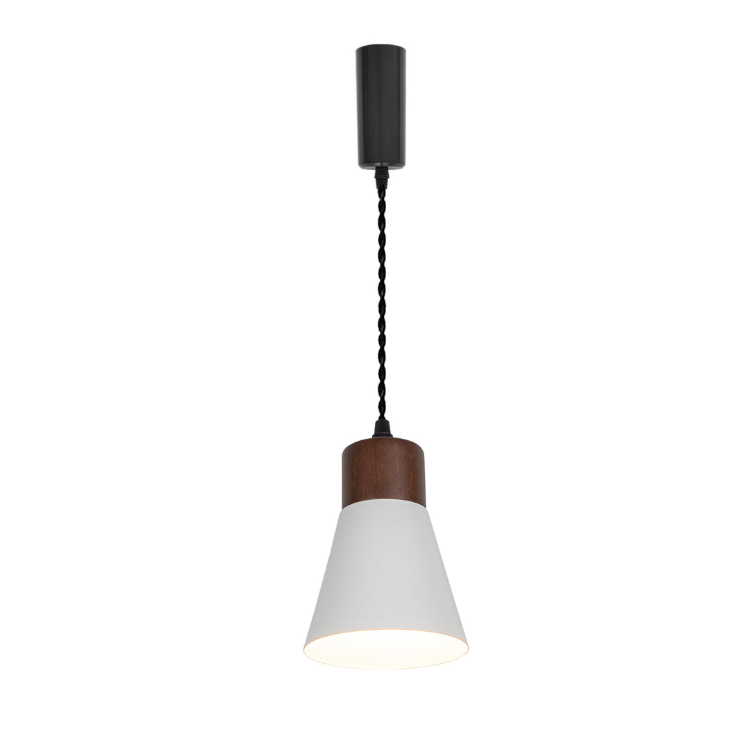 Adjusted Cable Track Lamp Walnut Base Metal White Shade Retro Pendant Lighting For Home