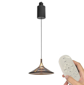 Adjustable 1-Light Track Pendant Light by Remote Control with Stepless Dimming Indoor Island Light