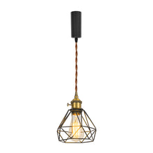 Load image into Gallery viewer, Gold Switch Base with Metal Diamond Shape Hollow Shade Adjusted Cord Vintage Track Pendant Light