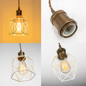 Vintage Design Copper E26 Base Track Pendant Light Adjusted Cord Metal Cage Shade Tracking Lamp