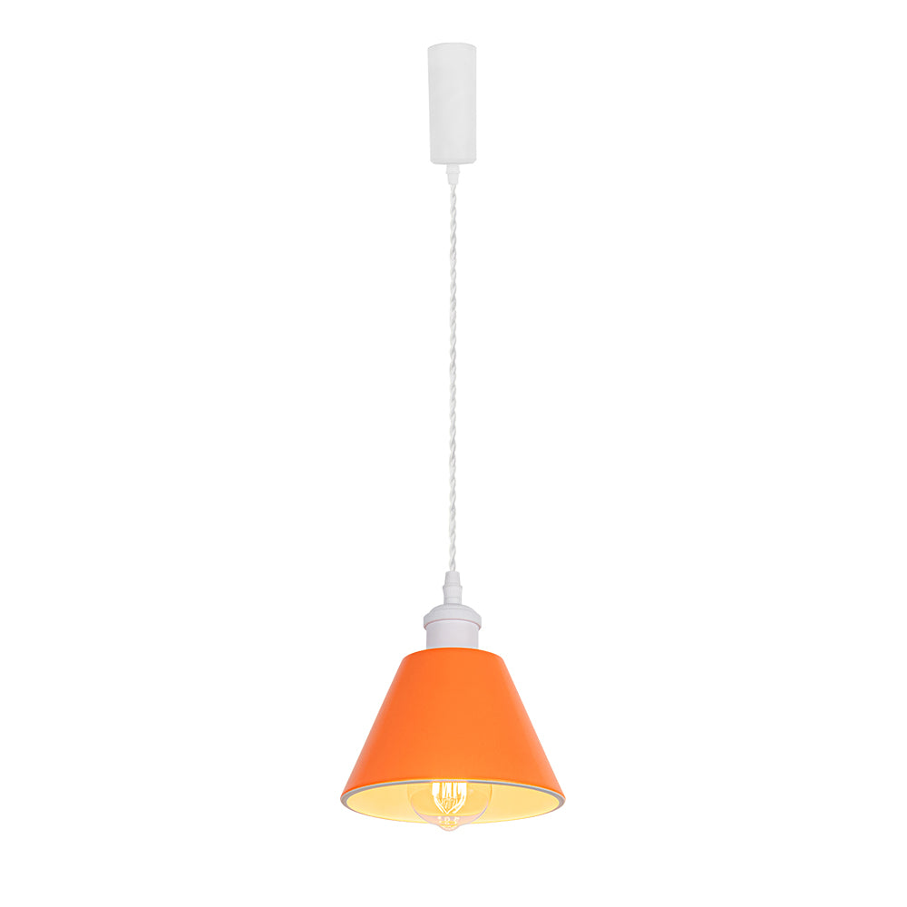 Modern Track Lamp Orange Lampshade White Base Adjusted Cord Track Pendant Light Kitchen Lamp