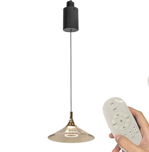 Adjustable 1-Light Track Pendant Light by Remote Control with Stepless Dimming Indoor Island Light