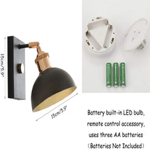 Load image into Gallery viewer, 55 Lumens Battery Wireless Modern Industry Wall Sconce Remote Dimmable