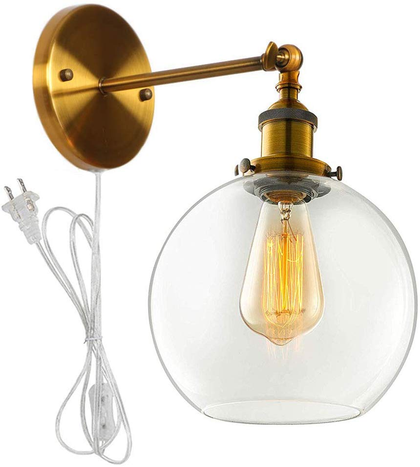 Round Ball Clear Glass Shade Wall Sconce