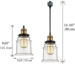 Track Pendant Lighting with Clear Glass Shades 1pc/3pc s/4pcs