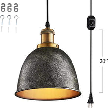 Load image into Gallery viewer, Plug-in Vintage Silver Finish Pendant Lamp