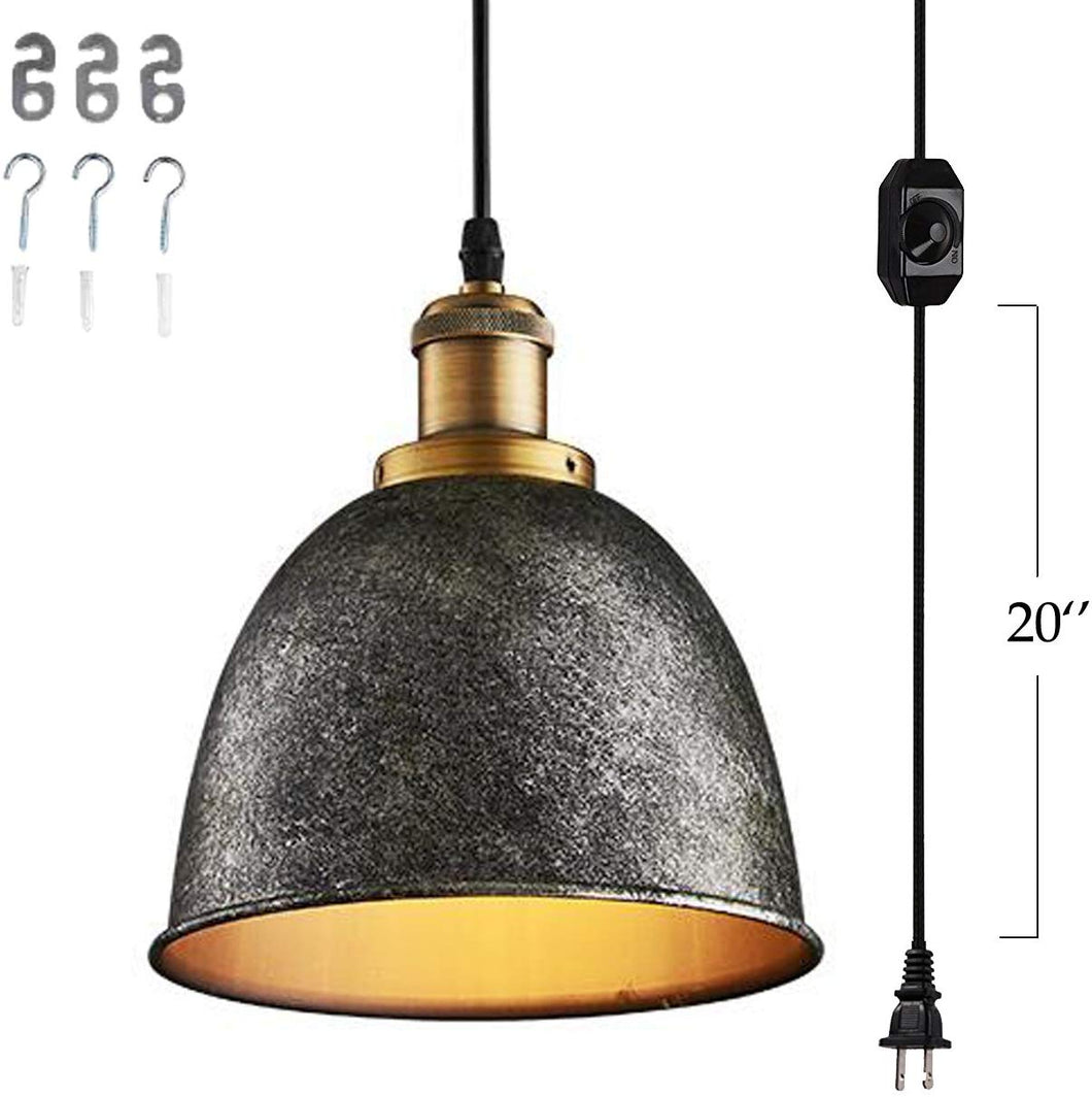 Plug-in Vintage Silver Finish Pendant Lamp