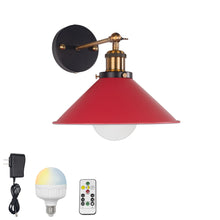 Load image into Gallery viewer, Rechargeable Smart LED Bulbs With Remote Cordless Metal Cone Shade Wall Sconces