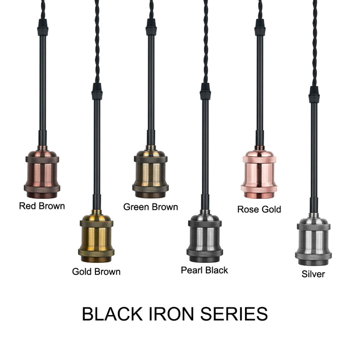 Track Light Pendant Scoket with Black Drop Iron Pipe 3pcs