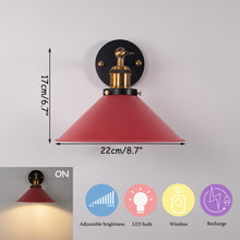 Load image into Gallery viewer, Rechargeable Smart LED Bulbs With Remote Cordless Metal Cone Shade Wall Sconces