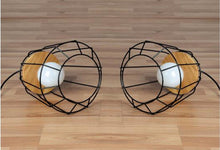 Load image into Gallery viewer, Plug-in Pendant Antique Iron Cage Combine Wood Lighting